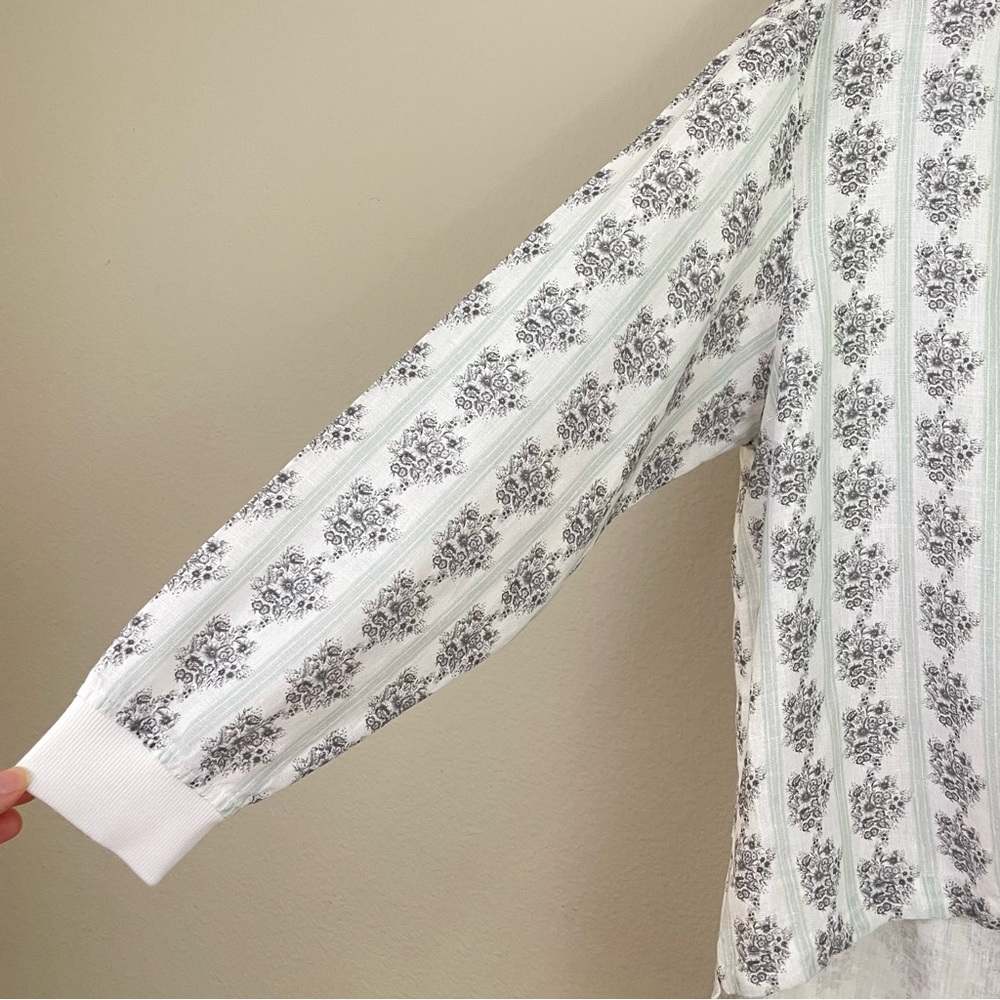 Linen Tales for Linen The Label Floral Tie-Hem Long Sleeve Top Size S/M - Picture 4 of 10